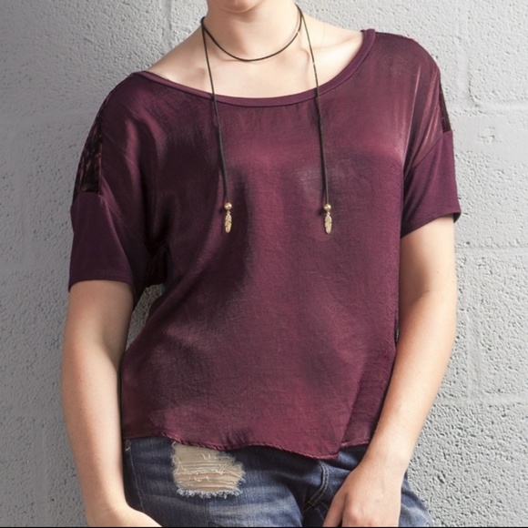 Self Esteem Tops - SELF ESTEEM mixed media velvet top & choker necklace